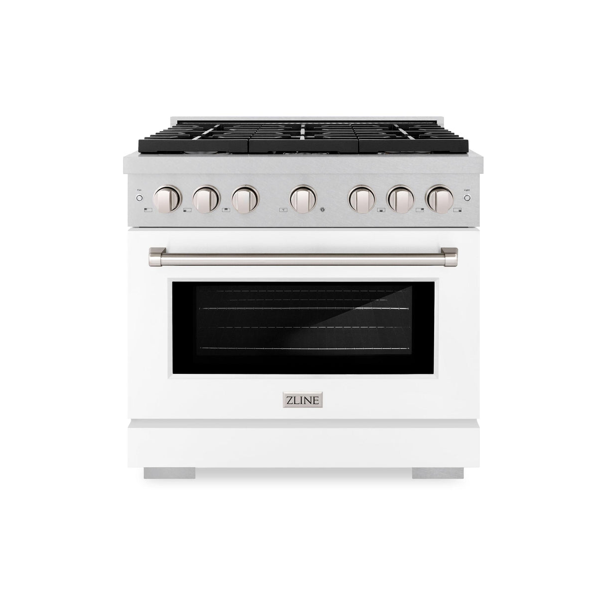 ZLINE 36 in. 5.2 cu. ft. 6 Burner Gas Range with Convection Gas Oven in DuraSnow' Stainless Steel with White Matte Door (SGRS-WM-36)