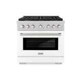 ZLINE 36 in. 5.2 cu. ft. 6 Burner Gas Range with Convection Gas Oven in DuraSnow' Stainless Steel with White Matte Door (SGRS-WM-36)