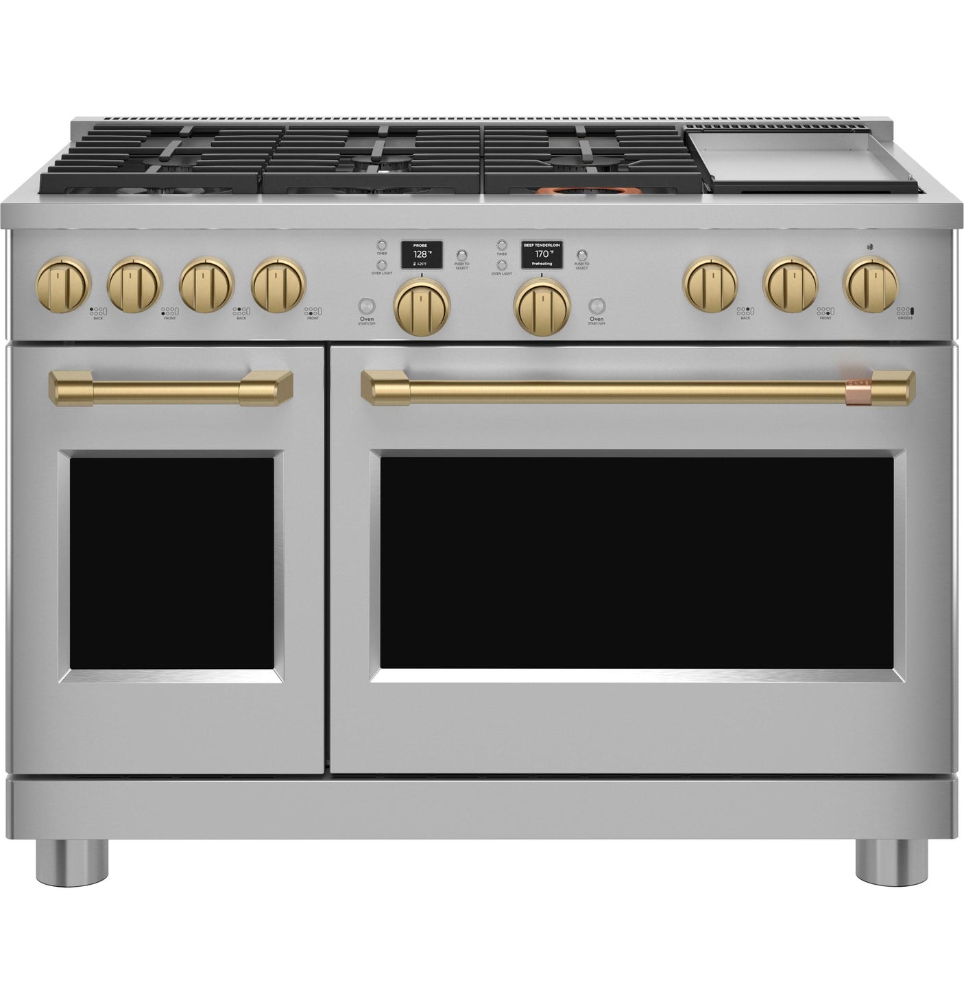 Café™ 48" Brushed Brass Handle & Knob Set for Pro Range and Rangetop