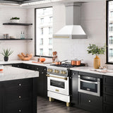 ZLINE 30 in. Autograph Edition Stainless Steel Range Hood with White Matte Shell and Accents (8654STZ-WM30) [Color: Gold]