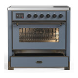 ILVE UMIB36NR3BGB Majestic III 36 inch Induction Range with 6 Elements, 3.5 cu. ft. Total Oven Capacity (Triple Glass Door, Blue Grey, Burnished)