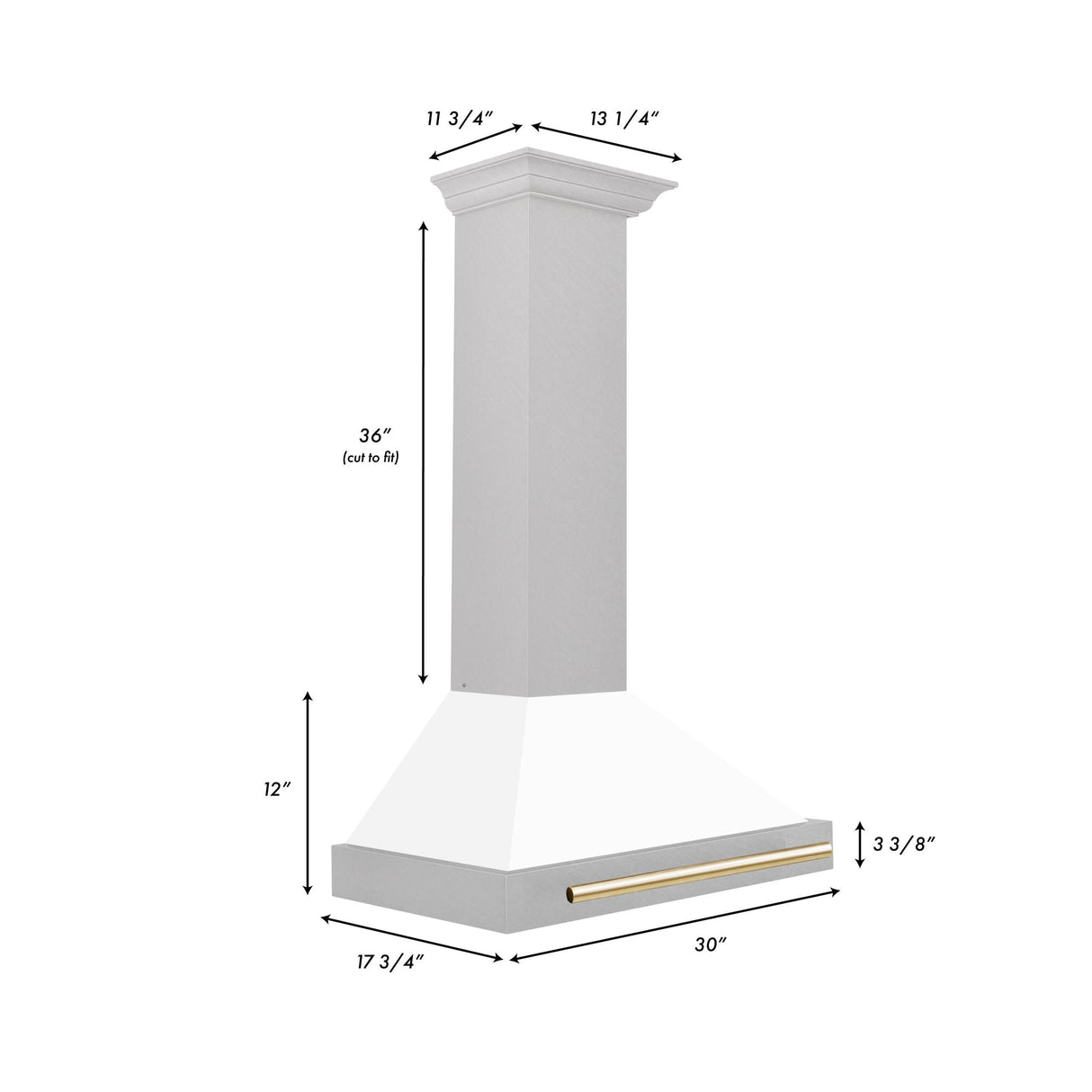 ZLINE 30 in. Autograph Edition Convertible Fingerprint Resistant DuraSnow Stainless Steel Range Hood with White Matte Shell and Champagne Bronze Handle (KB4SNZ-WM30-CB) [Color: Gold Accents]