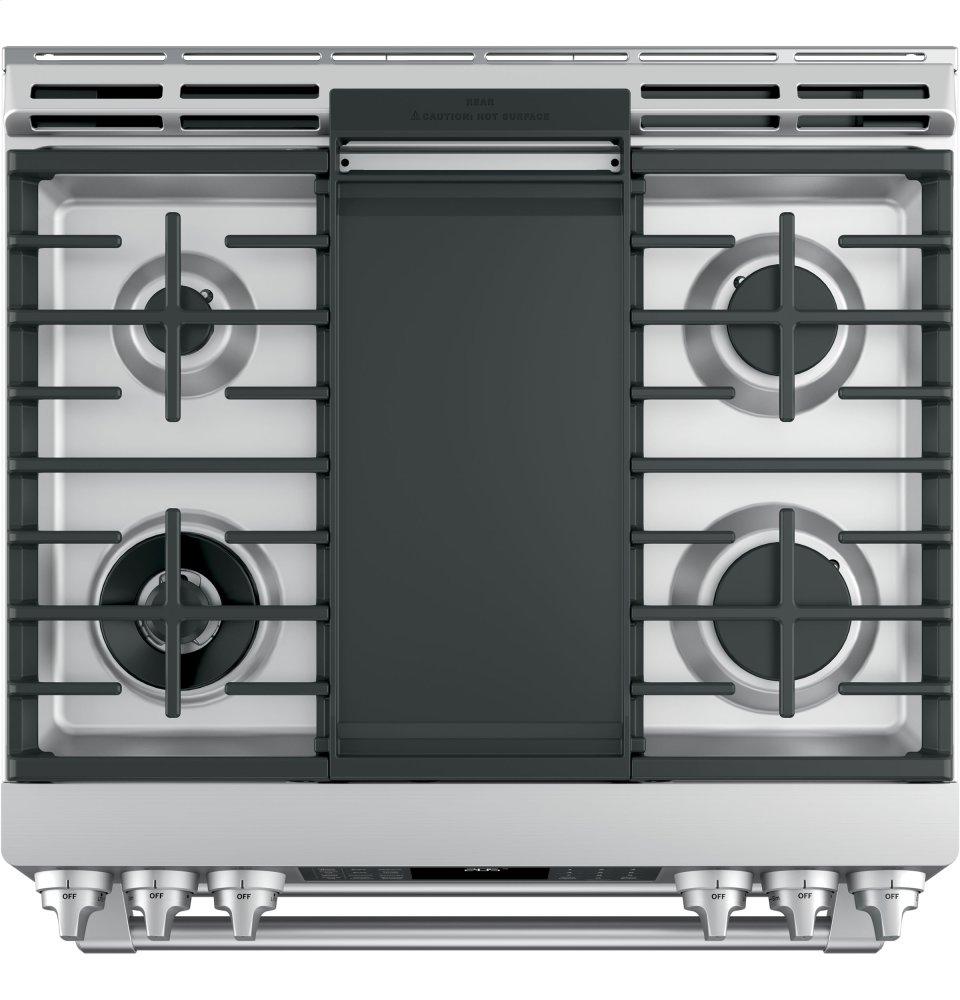 GE Cafe™ Series 30" Slide-In Front Control Dual-Fuel Double Oven with Convection Range