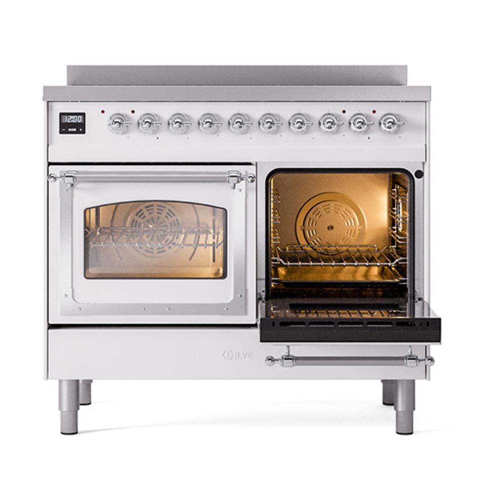 ILVE UNDI406NMPWHC Nostalgie II Noblesse 40 inch Induction Range (Triple Glass Door, White, Chrome)