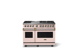 48"W. Dual Fuel Range (Burner: 6g, Finish: Blush, Trim: Brushed Brass, Fuel: Natural Gas)