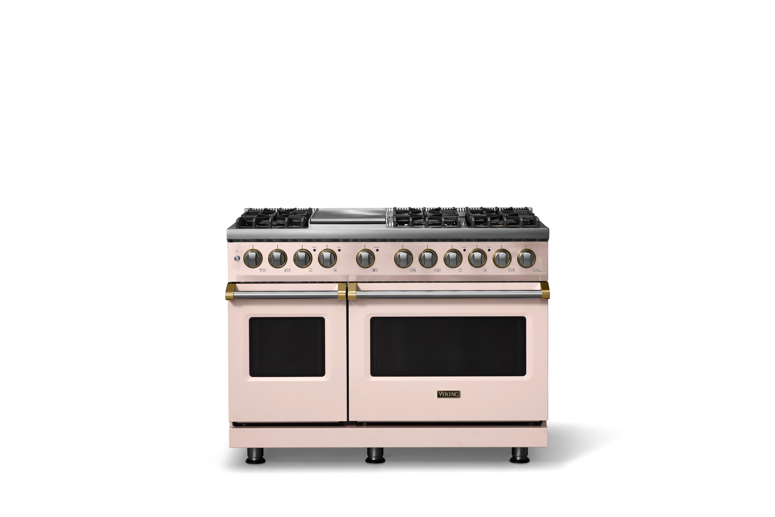 48"W. Dual Fuel Range (Burner: 6g, Finish: Blush, Trim: Brushed Brass, Fuel: Natural Gas)