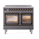 ILVE UNDI406NMPMGB Nostalgie II Noblesse 40 inch Induction Range (Triple Glass Door, Graphite Matte, Burnished)