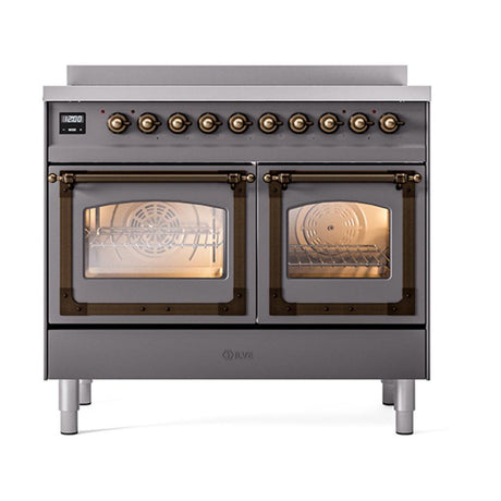 ILVE UNDI406NMPMGB Nostalgie II Noblesse 40 inch Induction Range (Triple Glass Door, Graphite Matte, Burnished)