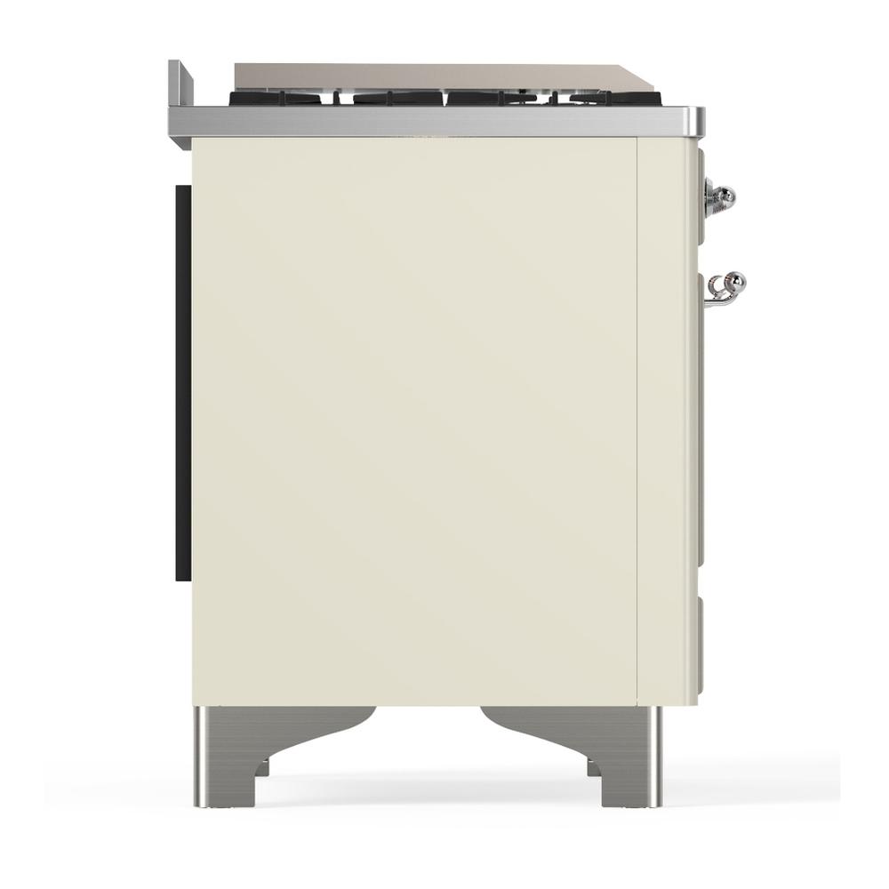 ILVE UM60FNR3AWC Majestic III 60 inch Dual Fuel Range with 9 Burners and Griddle, Dual Function Burner up to 25,000 BTU (Natural Gas, Triple Glass Door, Antique White, Chrome)
