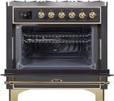 36" Majestic II Series Freestanding Dual Fuel Single Oven Range with 6 Sealed Burners, Triple Glass Cool Door, Convection Oven, TFT Oven Control Display and Child Lock in Matte Graphite