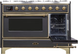 Majestic II 48 Inch Dual Fuel Liquid Propane Freestanding Range in Matte Graphite with Brass Trim