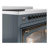 ILVE UNI486NMPBGB Nostalgie II Noblesse 48 inch Induction Range (Triple Glass Door, Blue Grey, Burnished)