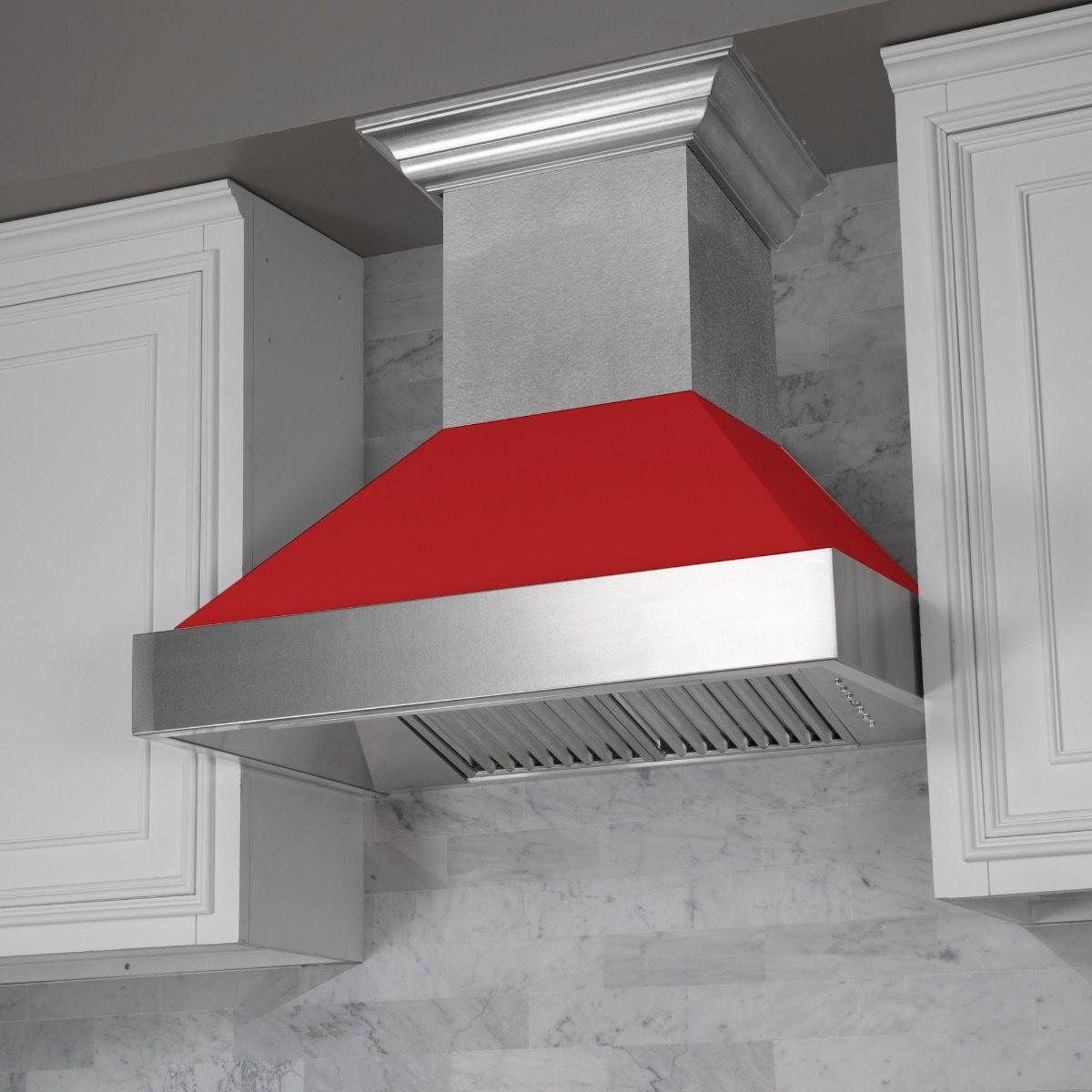 48" Colored Range Hood Shell in Red Matte (8654-SH-RM-48)-Shell Only