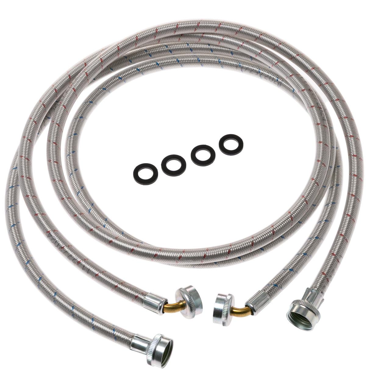 UNIVERSAL 6 FT STAINLESS STEEL WASHING MACHINE HOSES WITH 90 DEGREE ELBOW