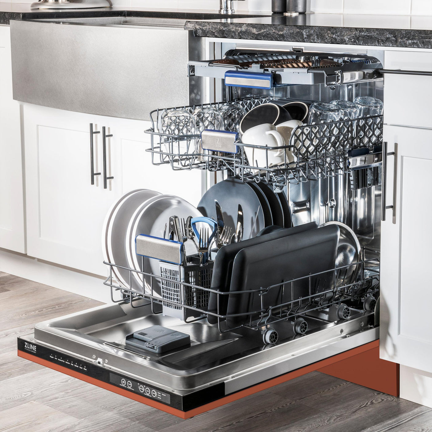 ZLINE 24" Tallac Series 3rd Rack Dishwasher with Traditional Handle, 51dBa (DWV-24) [Color: Copper]