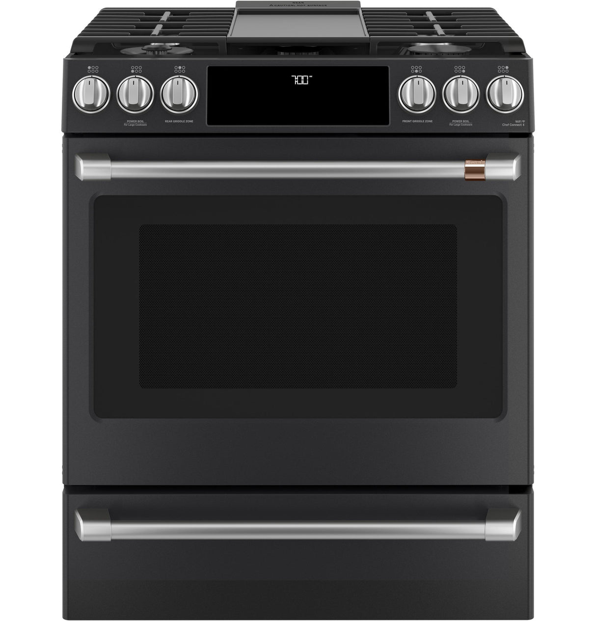 Café™ 30" Smart Slide-In, Front-Control, Gas Range with Convection Oven
