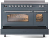Nostalgie II 48 Inch Electric Freestanding Range in Blue Grey with Chrome Trim