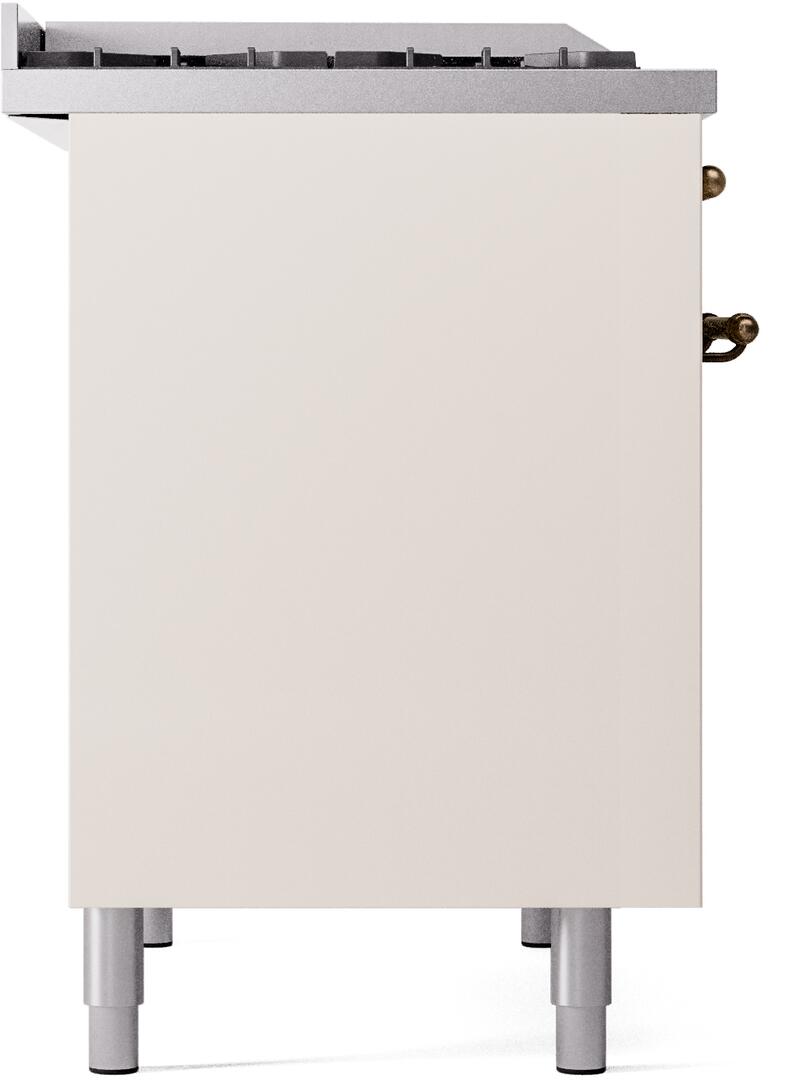 Nostalgie II 40 Inch Dual Fuel Natural Gas Freestanding Range in Antique White with Bronze Trim