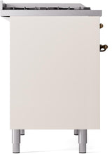 Nostalgie II 40 Inch Dual Fuel Natural Gas Freestanding Range in Antique White with Bronze Trim