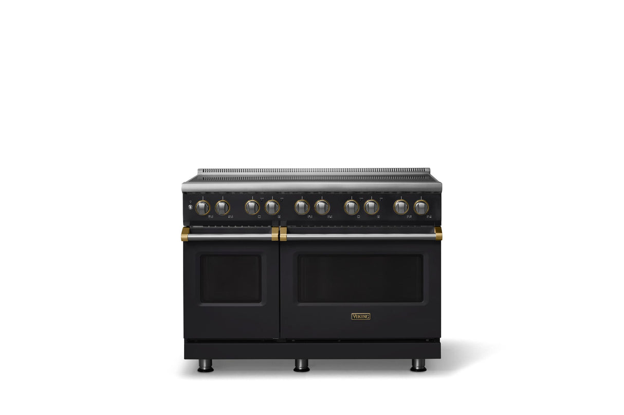48"W. Induction Range (Finish: Onyx, Trim: Brushed Brass)