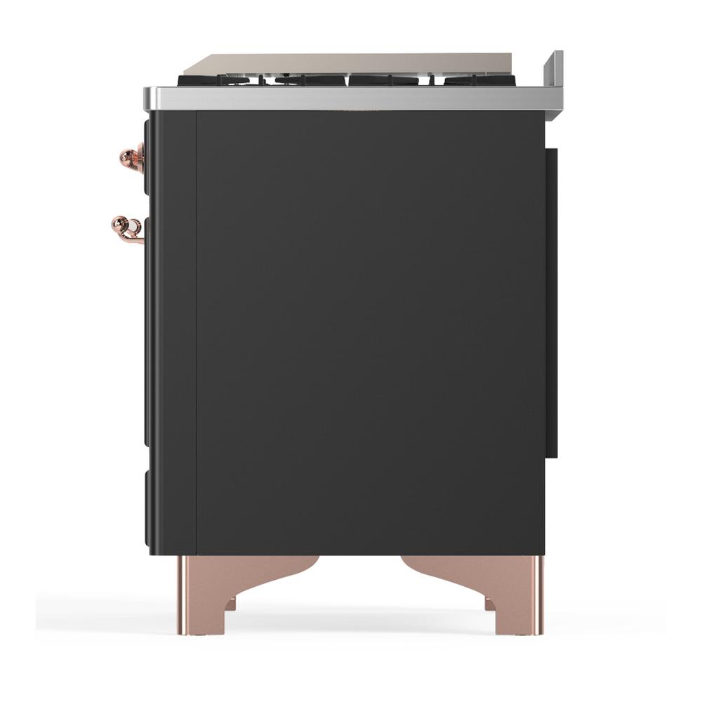 ILVE UMD40FNR3MGPLP Majestic III 40 inch Dual Fuel Range with 6 Burners and Griddle, Dual Function Burner up to 25,000 BTU (Liquid Propane, Triple Glass Door, Graphite Matte, Copper)