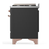 ILVE UMD40FNR3MGPLP Majestic III 40 inch Dual Fuel Range with 6 Burners and Griddle, Dual Function Burner up to 25,000 BTU (Liquid Propane, Triple Glass Door, Graphite Matte, Copper)