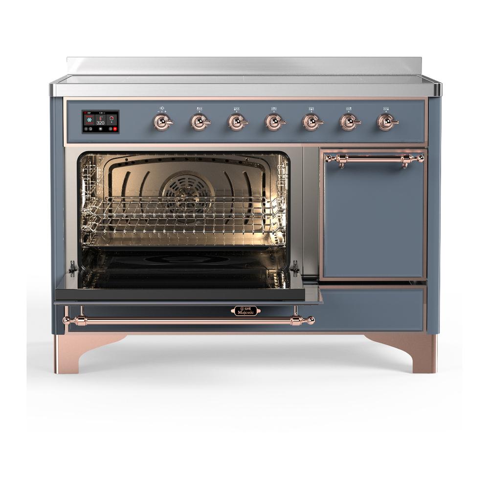 ILVE UMIB48QNR3BGP Majestic III 48 inch Induction Range with 6 Elements, 5.02 cu. ft. Total Oven Capacity (Solid Door, Blue Grey, Copper)