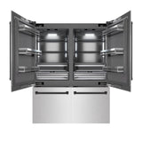 ZLINE Autograph Edition 60 in. 32.2 cu. ft. French Door Built-In Bottom Freezer Refrigerator with Water Dispenser and Ice Maker in DuraSnow' Stainless Steel with Graphite Gray Interior and Matte Black Accents (GRBIVZ-SN-60-MB)