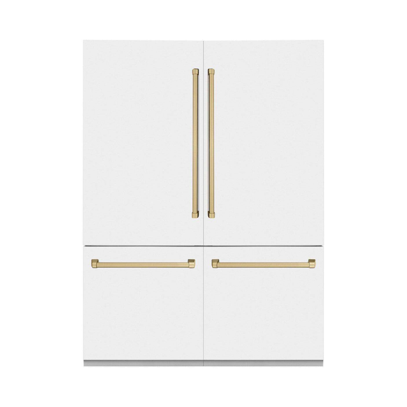 ZLINE 60" Autograph Edition 32.2 cu. ft. Built-in 4-Door French Door Refrigerator with Internal Water and Ice Dispenser in White Matte with Champagne Bronze Accents (RBIVZ-WM-60-CB)