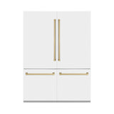 ZLINE 60" Autograph Edition 32.2 cu. ft. Built-in 4-Door French Door Refrigerator with Internal Water and Ice Dispenser in White Matte with Champagne Bronze Accents (RBIVZ-WM-60-CB)