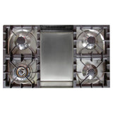 ILVE UPN90FDMPI Nostalgie I 36 inch Dual Fuel Range (Stainless Steel, Brass Trim) (Natural Gas)