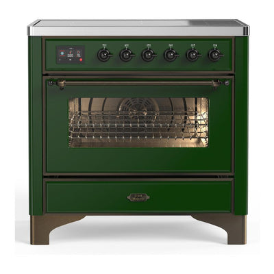 ILVE UMIB36NR3EGB Majestic III 36 inch Induction Range with 6 Elements, 3.5 cu. ft. Total Oven Capacity (Triple Glass Door, Emerald Green, Burnished)