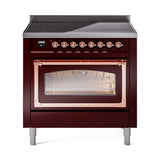 ILVE UNI366NMPBUP Nostalgie II Noblesse 36 inch Induction Range (Triple Glass Door, Burgundy, Copper)