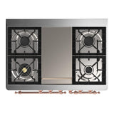 ILVE UMD40FNR3BUPLP Majestic III 40 inch Dual Fuel Range with 6 Burners and Griddle, Dual Function Burner up to 25,000 BTU (Liquid Propane, Triple Glass Door, Burgundy, Copper)