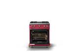 30"W. Sealed Burner Gas Range (Finish: Valentine, Trim: Brushed Brass, Fuel: Natural Gas)