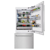 ZLINE 36 in. 19.8 cu. ft. Built-In Bottom Freezer Refrigerator with Water Dispenser and Ice Maker in DuraSnow' Stainless Steel (RBIT-SN-36)