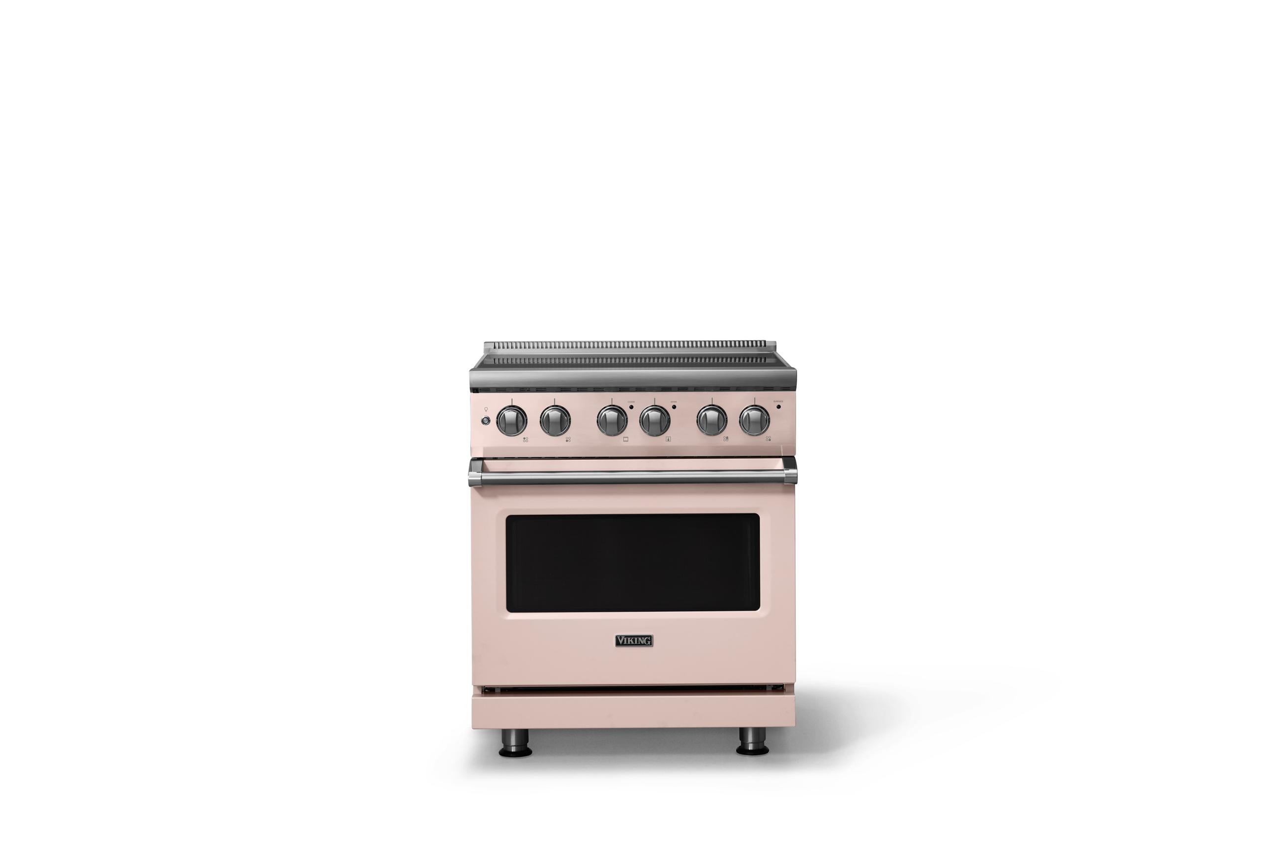 30"W. Electric Range (Finish: Blush, Trim: Polished Chrome)