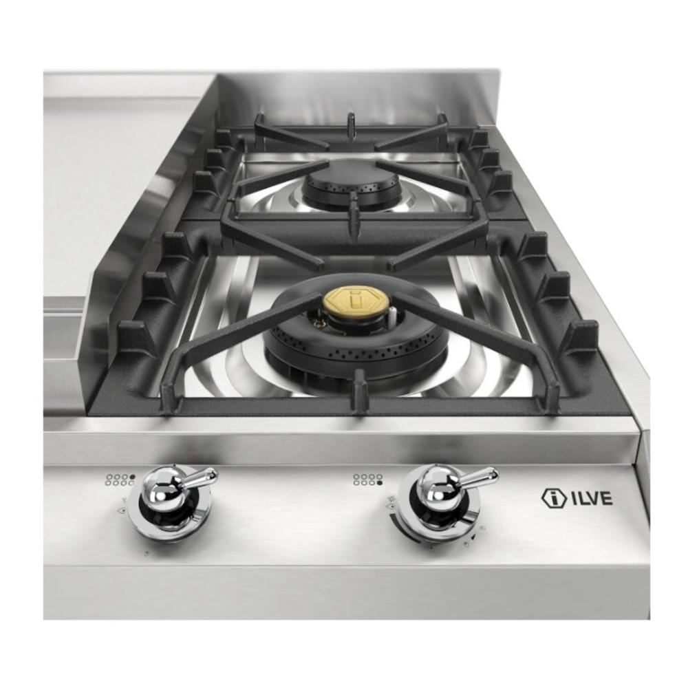 ILVE UHCP1265FNSSC Nostalgie II 48 inch Built-In Gas Cooktop with 8 Burners, Griddle, in Stainless Steel (Natural Gas, Chrome)