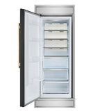 Forno Maderno 28-Inch Built-In Convertible Refrigerator in Black with Antique Brass, 13.6 cu.ft, Left Swing, Decorative Grill, ENERGY STAR Certified