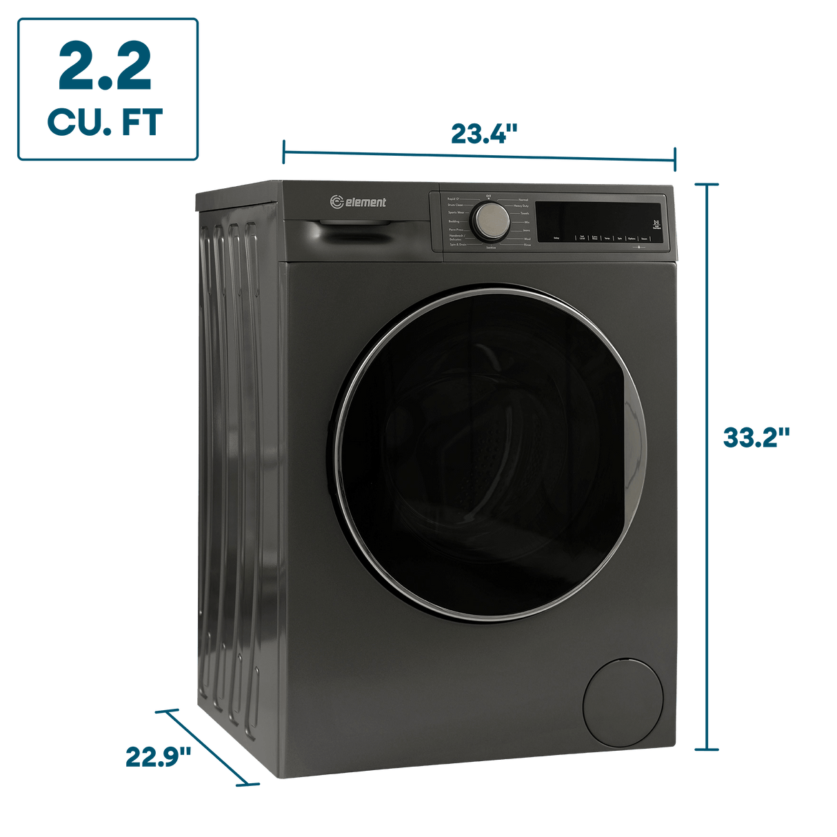 Element 24-inch 2.2 cu. ft. Front Load Washer - Gray, ENERGY STAR (ECW2224EGG)