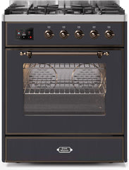 Majestic II 30 Inch Dual Fuel Liquid Propane Freestanding Range in Matte Graphite with Bronze Trim