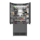 ZLINE Autograph Edition 36 in. 19.6 cu. ft. Panel Ready French Door Built-In Bottom Freezer Refrigerator with Water Dispenser and Ice Maker with Stainless Steel Interior and Matte Black Accents (SRBIVZ-36-MB)