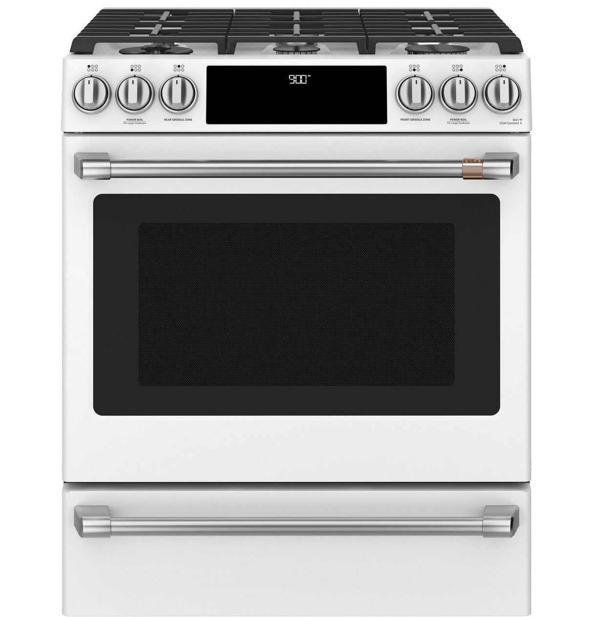 Café™ 30" Smart Slide-In, Front-Control, Dual-Fuel Range with Warming Drawer