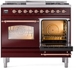 Nostalgie II 40 Inch Dual Fuel Liquid Propane Freestanding Range in Burgundy with Copper Trim