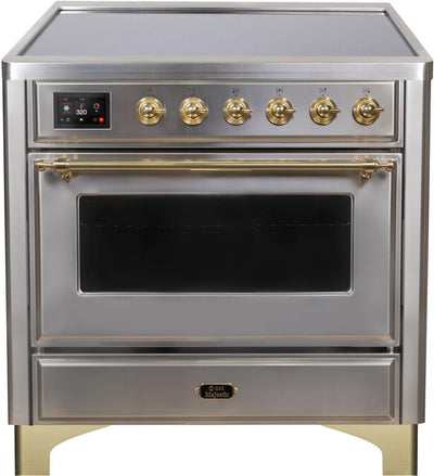 Majestic II 36 Inch Electric Freestanding Range in Stainless Steel with Brass Trim