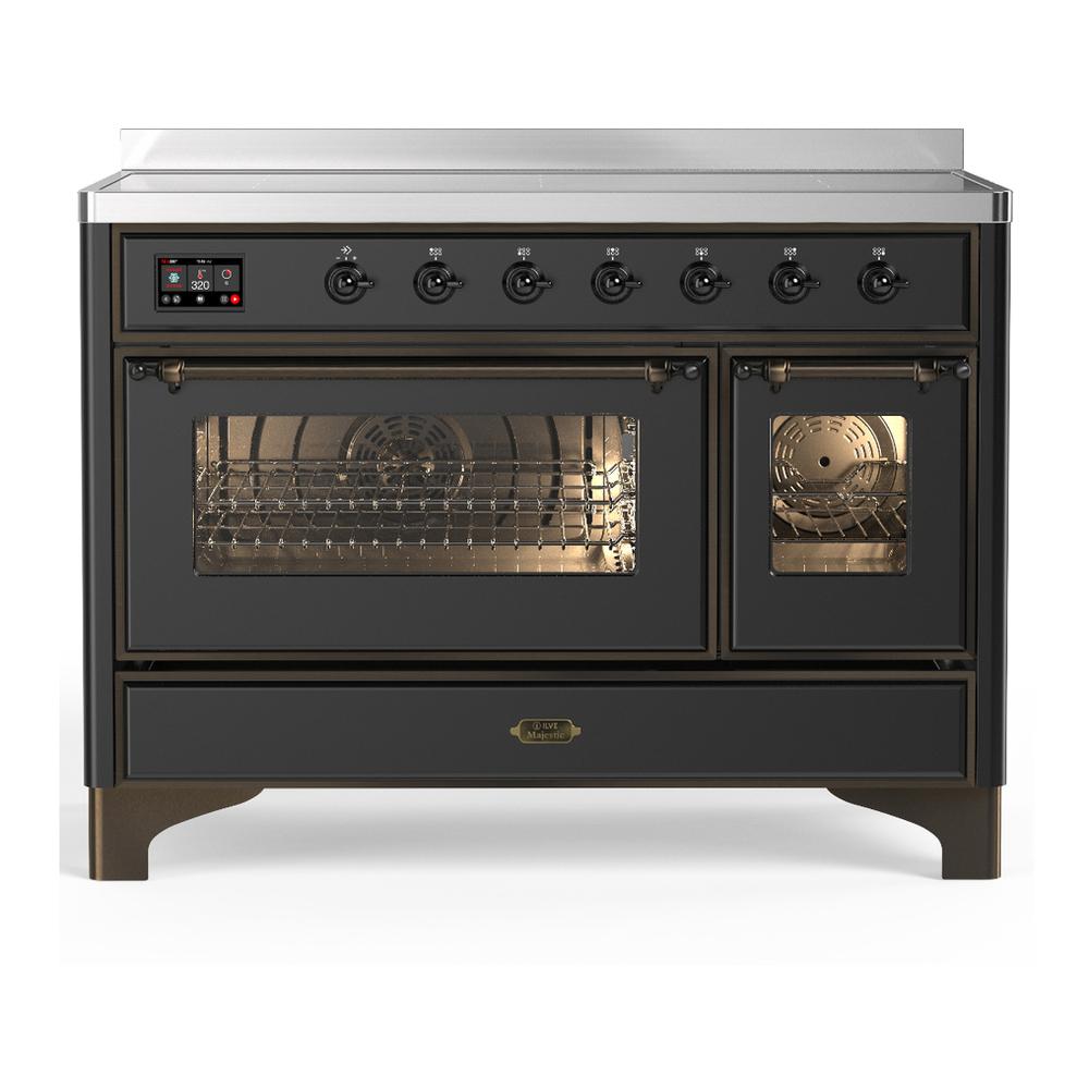 ILVE UMIB48NR3MGB Majestic III 48 inch Induction Range with 6 Elements, 5.02 cu. ft. Total Oven Capacity (Triple Glass Door, Graphite Matte, Burnished)