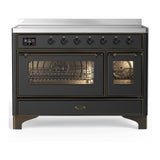 ILVE UMIB48NR3MGB Majestic III 48 inch Induction Range with 6 Elements, 5.02 cu. ft. Total Oven Capacity (Triple Glass Door, Graphite Matte, Burnished)
