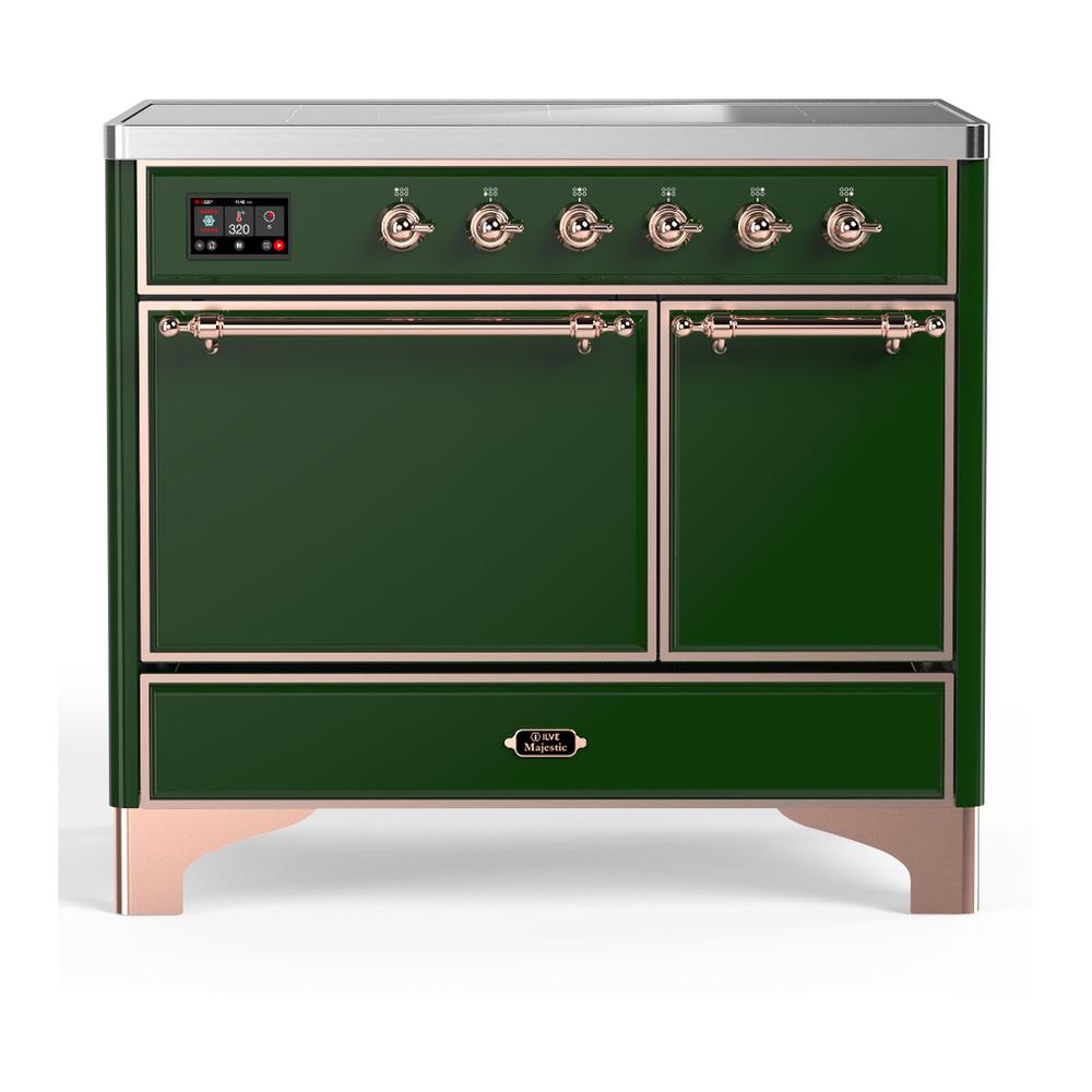 ILVE UMDIB40QNR3EGP Majestic III 40 inch Induction Range with 6 Elements, 3.82 cu. ft. Total Oven Capacity (Solid Door, Emerald Green, Copper)