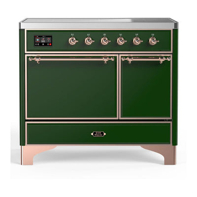 ILVE UMDIB40QNR3EGP Majestic III 40 inch Induction Range with 6 Elements, 3.82 cu. ft. Total Oven Capacity (Solid Door, Emerald Green, Copper)