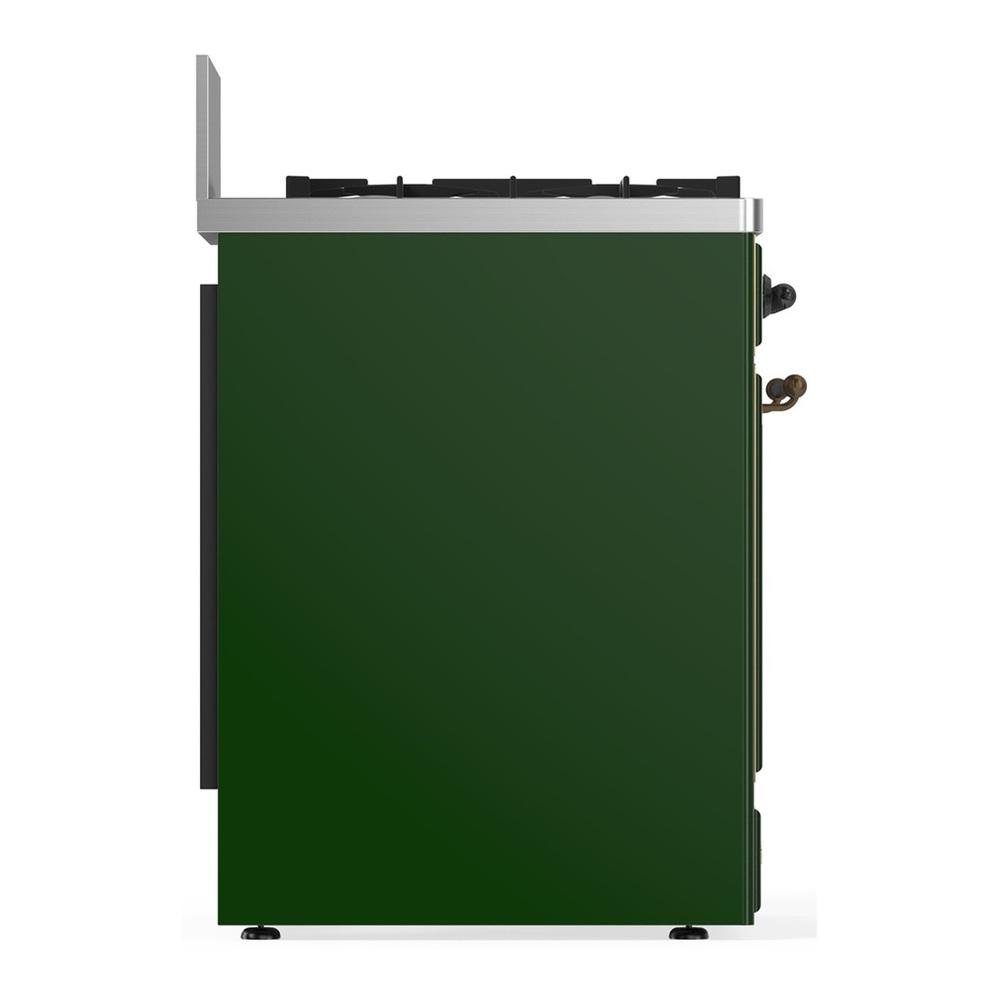 ILVE UM30NR3EGB Majestic III 30 inch Dual Fuel Range with 5 Black Brass Burners, Dual Function Burner up to 25,000 BTU (Natural Gas, Triple Glass Door, Emerald Green, Burnished)